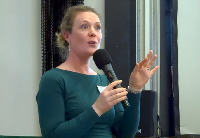 Dorset Community Foundation Grants Manager Ellie Maguire spesaking at the event